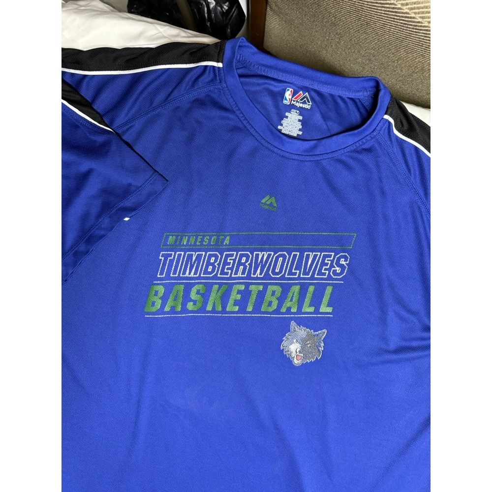 Majestic 3XLT Minnesota Timberwolves Basketball Shirt Blue NBA Performance Tee
